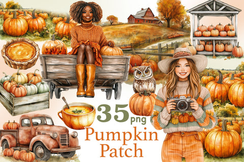 Pumpkin Patch Clipart | Autumn PNG Set SVG GlamArtZhanna 