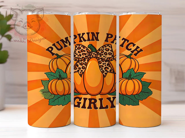 Pumpkin Patch, Girly Tumbler, Fall Decor, Coquette Bow, 20oz Tumbler Wrap, PNG Sublimation, Autumn Gifts Sublimation Lara' s Designs 