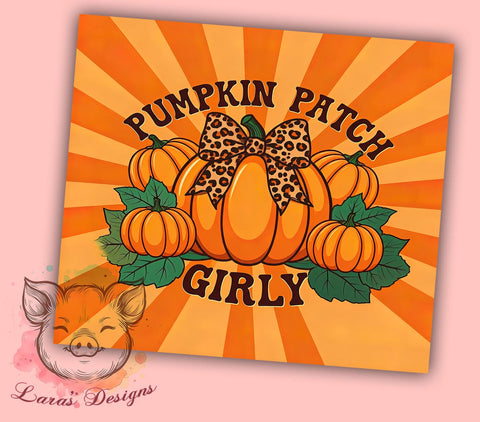 Pumpkin Patch, Girly Tumbler, Fall Decor, Coquette Bow, 20oz Tumbler Wrap, PNG Sublimation, Autumn Gifts Sublimation Lara' s Designs 