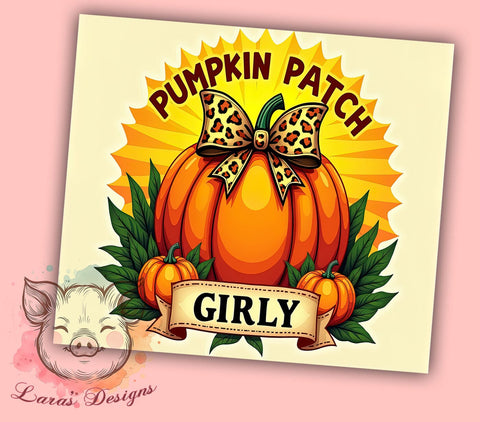 Pumpkin Patch, Girly Tumbler, Fall Decor, Coquette Bow, 20oz Tumbler Wrap, PNG Sublimation, Autumn Gifts Sublimation Lara' s Designs 