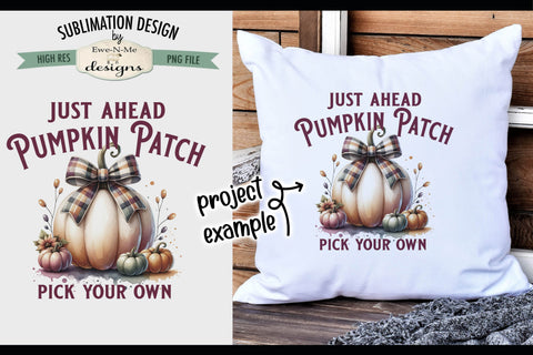 Pumpkin Patch Just Ahead Sublimation Design Vintage Sign PNG Sublimation Ewe-N-Me Designs 