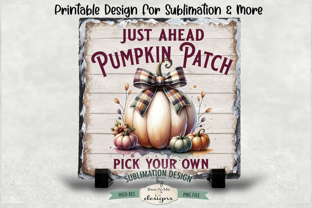 Pumpkin Patch Just Ahead Sublimation Design Vintage Sign PNG Sublimation Ewe-N-Me Designs 