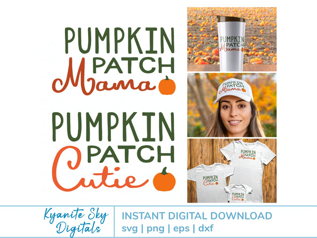 Pumpkin Patch Mama Cutie SVG fall autumn mom and child SVG Kyanite Sky Digitals 
