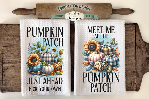 Pumpkin Patch Plaid Pumpkins Towel Sublimation Designs Sublimation Ewe-N-Me Designs 