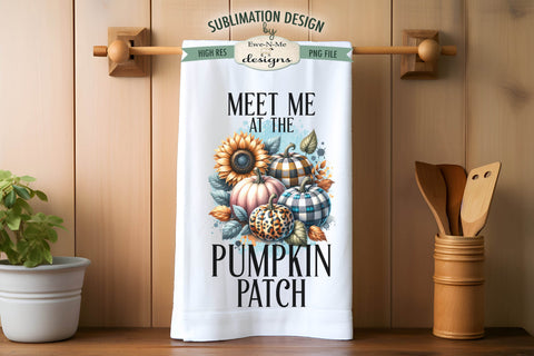 Pumpkin Patch Plaid Pumpkins Towel Sublimation Designs Sublimation Ewe-N-Me Designs 