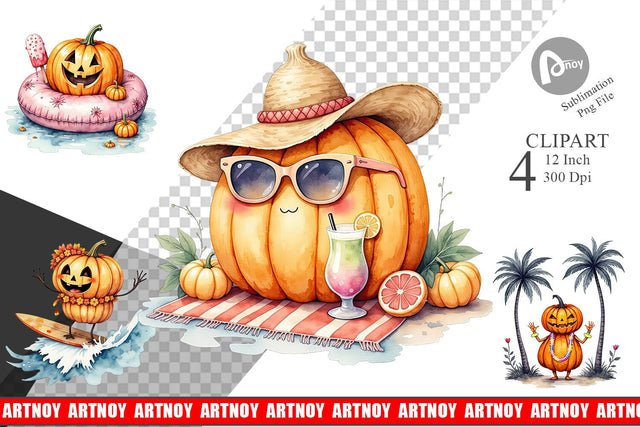 Pumpkin Patch Summer Clipart Sublimation artnoy 