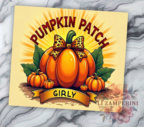 Pumpkin Patch Tumbler, Fall Tumbler Design, Girly Pumpkin Wrap, Coquette Bow PNG, Sublimation Design 20oz, Autumn Drinkware, Cute Pumpkin Art Sublimation Li Zamperini 