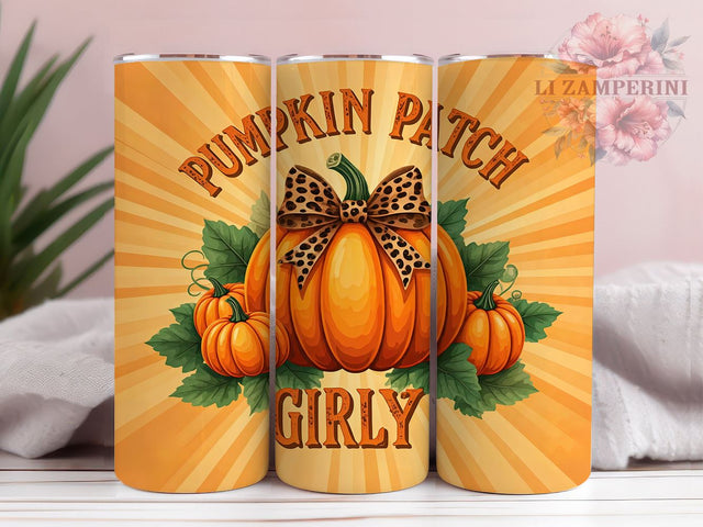 Pumpkin Patch Tumbler, Fall Tumbler Design, Girly Pumpkin Wrap, Coquette Bow PNG, Sublimation Design 20oz, Autumn Drinkware, Cute Pumpkin Art Sublimation Li Zamperini 