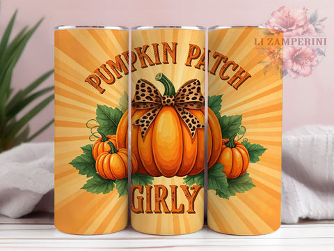 Pumpkin Patch Tumbler, Fall Tumbler Design, Girly Pumpkin Wrap, Coquette Bow PNG, Sublimation Design 20oz, Autumn Drinkware, Cute Pumpkin Art Sublimation Li Zamperini 