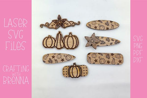 Pumpkin Pattern Bundle Hair Clip Laser SVG File SVG Crafting With Brenna 