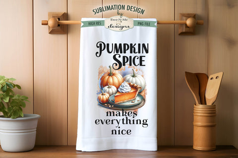 Pumpkin Pie Thanksgiving Kitchen Towel Sublimation Design Sublimation Ewe-N-Me Designs 