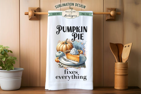 Pumpkin Pie Thanksgiving Kitchen Towel Sublimation Design Sublimation Ewe-N-Me Designs 