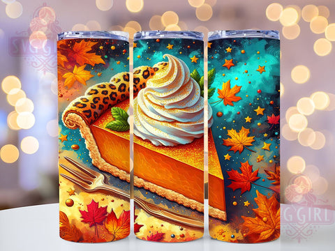 Pumpkin Pie Tumbler, Leopard Print Tumbler, Thanksgiving Tumbler, 20oz Tumbler, PNG Design, Fall Drinkware, Thanksgiving Gift, Leopard Pumpkin Design Sublimation SvggirlplusArt 