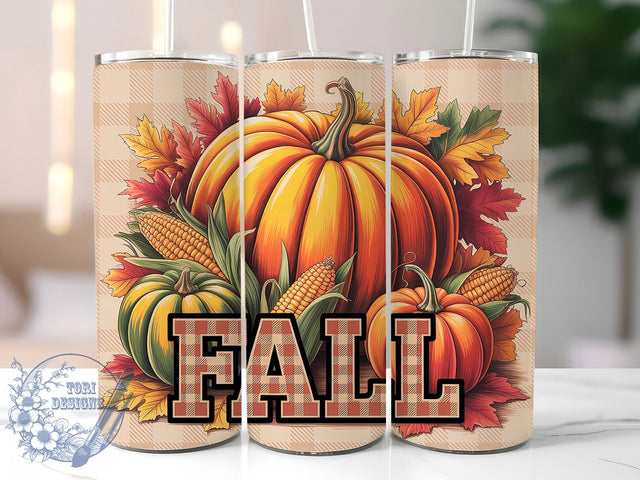 Pumpkin Plaid Autumn Fall Tumbler, Autumn Plaid Wrap, 20oz Sublimation Design, Rustic Fall Drinkware, Pumpkin Plaid Tumbler, Harvest Season Wrap, Cozy Autumn Design Sublimation ToriDesigns 