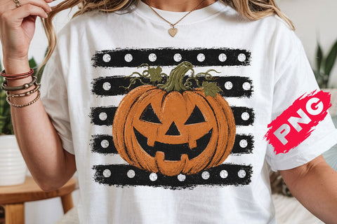 Pumpkin Polka Dot Stripes PNG, Halloween Design SVG DesignDestine 