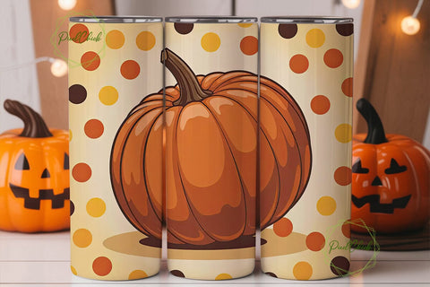 Pumpkin Polka Dots Tumbler Wrap Sublimation PixelChick 