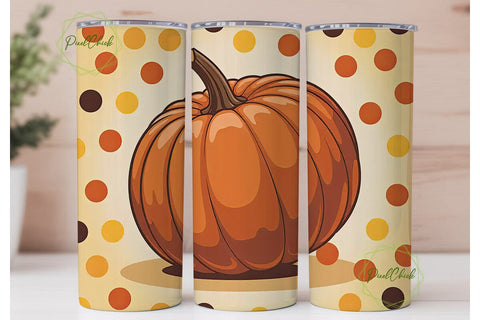 Pumpkin Polka Dots Tumbler Wrap Sublimation PixelChick 
