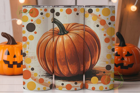 Pumpkin Polka Dots Tumbler Wrap Sublimation PixelChick 