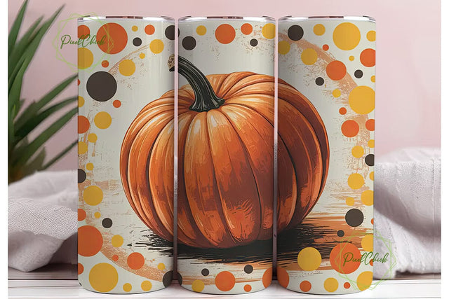 Pumpkin Polka Dots Tumbler Wrap Sublimation PixelChick 
