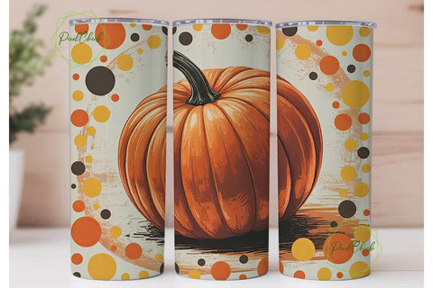 Pumpkin Polka Dots Tumbler Wrap Sublimation PixelChick 