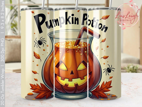 Pumpkin Potion Halloween Tumbler Wrap PNG Sublimation Luvleigh Digitals 