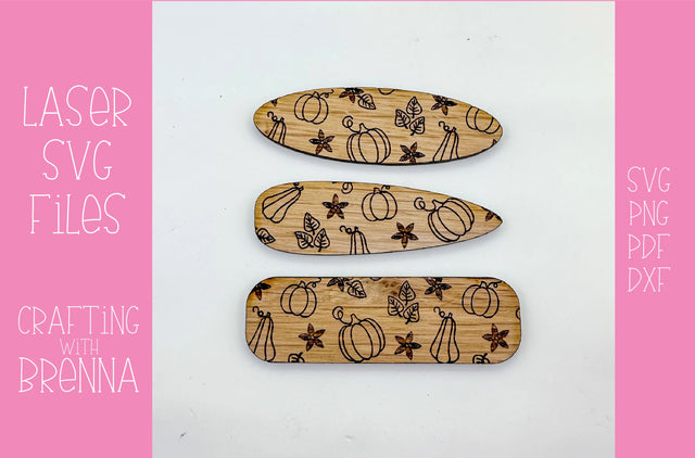 Pumpkin Print Hair Clips Laser SVG File SVG Crafting With Brenna 