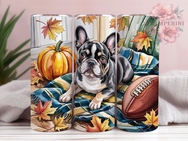 Pumpkin Pup Fall Tumbler Wrap, Fall Puppy Wrap, Pumpkin Dog Cup, Football Puppy Tumbler, 20oz Sublimation, Cute Dog Mug, Autumn Pet Tumbler Sublimation Li Zamperini 
