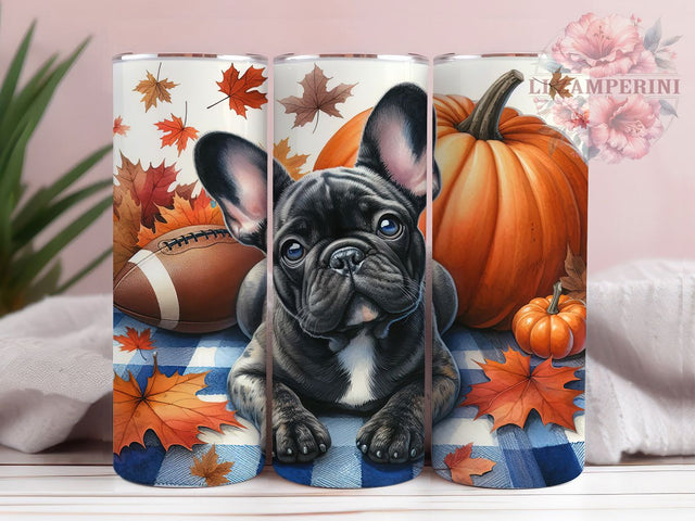 Pumpkin Pup Fall Tumbler Wrap, Fall Puppy Wrap, Pumpkin Dog Cup, Football Puppy Tumbler, 20oz Sublimation, Cute Dog Mug, Autumn Pet Tumbler Sublimation Li Zamperini 