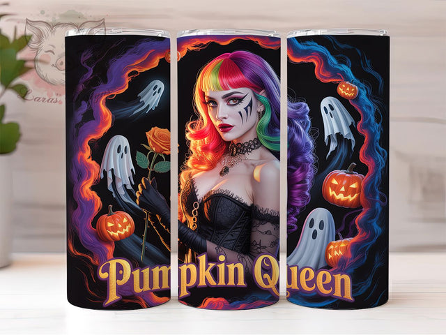 Pumpkin Queen Spooky Fall Tumbler Wrap, Halloween Tumbler Png, 20oz Skinny Tumbler, Spooky Queen Tumbler, Fall Queen Sublimation, Tumbler Design Download, Halloween Queen Png Sublimation Lara' s Designs 
