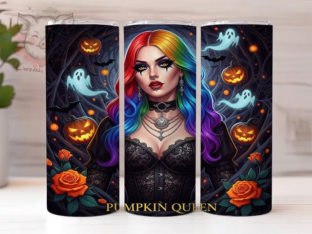 Pumpkin Queen Spooky Fall Tumbler Wrap, Halloween Tumbler Png, 20oz Skinny Tumbler, Spooky Queen Tumbler, Fall Queen Sublimation, Tumbler Design Download, Halloween Queen Png Sublimation Lara' s Designs 