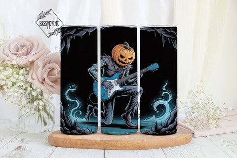 Pumpkin Rock Guitarist 20oz Tumbler Wrap Sublimation sassyprint 