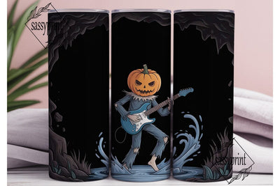Pumpkin Rock Guitarist 20oz Tumbler Wrap Sublimation sassyprint 