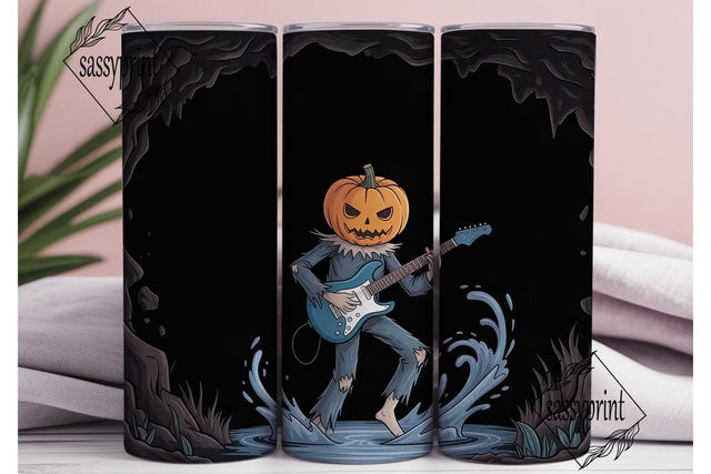 Pumpkin Rock Guitarist 20oz Tumbler Wrap Sublimation sassyprint 