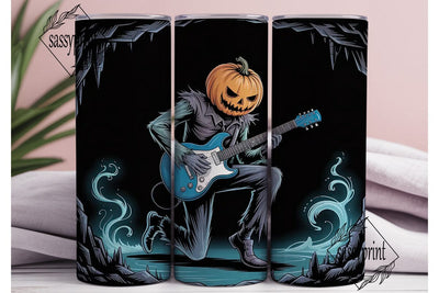 Pumpkin Rock Guitarist 20oz Tumbler Wrap Sublimation sassyprint 