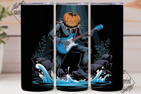 Pumpkin Rock Guitarist 20oz Tumbler Wrap Sublimation sassyprint 