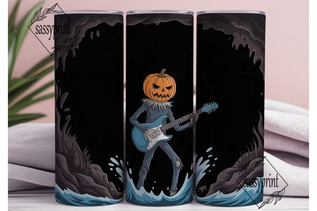 Pumpkin Rock Guitarist 20oz Tumbler Wrap Sublimation sassyprint 