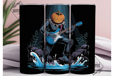 Pumpkin Rock Guitarist 20oz Tumbler Wrap Sublimation sassyprint 