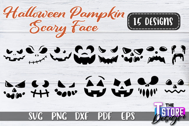 Pumpkin Scary Face Bundle | Halloween Design | Halloween Print | SVG Files SVG The T Store Design 