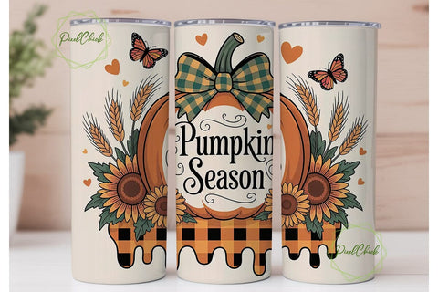 Pumpkin Season 20oz Tumbler Wrap Sublimation PixelChick 