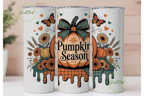 Pumpkin Season 20oz Tumbler Wrap Sublimation PixelChick 