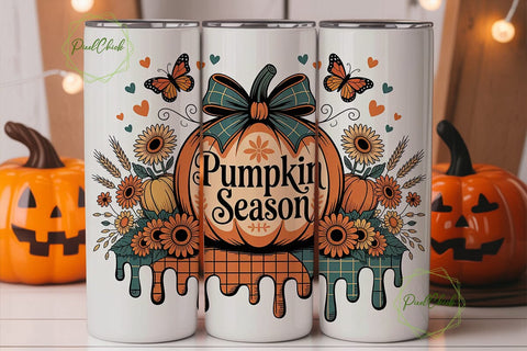 Pumpkin Season 20oz Tumbler Wrap Sublimation PixelChick 