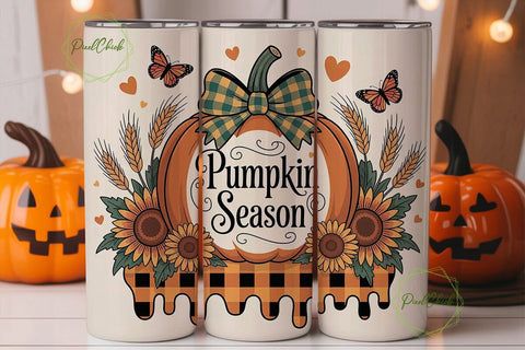 Pumpkin Season 20oz Tumbler Wrap Sublimation PixelChick 