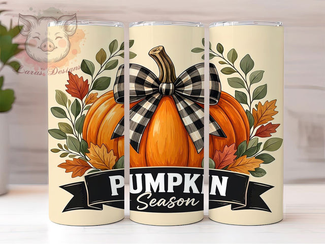 Pumpkin Season Buffalo Plaid 20oz Tumbler, Pumpkin Motif, Buffalo Plaid Design, Autumn Theme, Rustic Accent, Cozy Charm, Sublimation Wrap, 20oz Tumbler Sublimation Lara' s Designs 