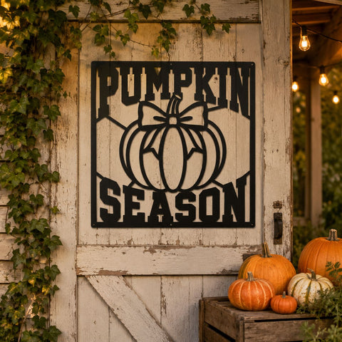 Pumpkin Season Laser SVG | Fall Pumpkin Sign DXF | Autumn Porch Metal Art | CNC Plasma Cut File | Farmhouse Fall Decor SVG HappyDesignStudio 
