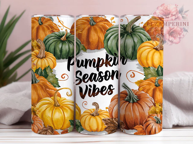 Pumpkin Season Vibes 20oz Tumbler Wrap PNG, Fall Vibes Tumbler PNG Sublimation Design, Straight & Tapered Tumbler Wrap, Instant Digital Download Sublimation Li Zamperini 