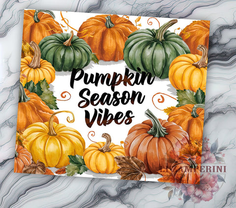 Pumpkin Season Vibes 20oz Tumbler Wrap PNG, Fall Vibes Tumbler PNG Sublimation Design, Straight & Tapered Tumbler Wrap, Instant Digital Download Sublimation Li Zamperini 