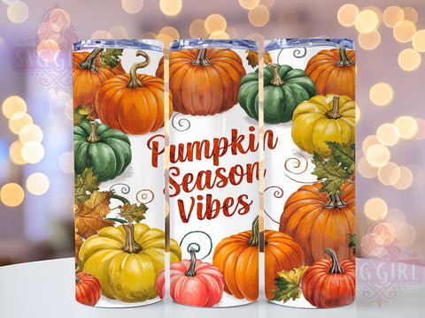 Pumpkin Season Vibes 20oz Tumbler Wrap Sublimation Design, Straight Tapered Tumbler Wrap, Fall Vibes Tumbler Png, Instant Digital Download Sublimation SvggirlplusArt 