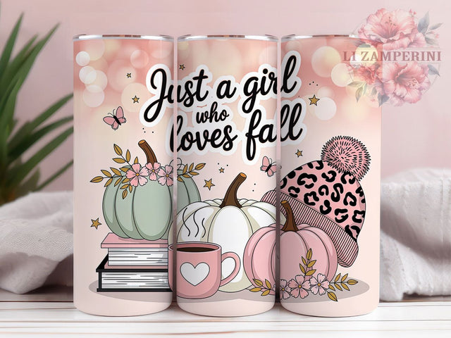 Pumpkin Season Vibes Fall Tumbler, Just A Girl Who Loves Fall Wrap, Autumn Sublimation PNG, Cozy Fall Aesthetic, Rustic Farmhouse Style, 20oz Tumbler Sublimation, Girly Fall Pumpkin Design Sublimation Li Zamperini 