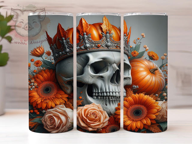 Pumpkin Skull Gothic Fall Tumbler Wrap, Halloween Tumbler Wrap, 20oz Skinny Tumbler, Gothic Tumbler Png, Spooky Season Tumbler, Sublimation Design Download, Skull Tumbler Design Sublimation Lara' s Designs 
