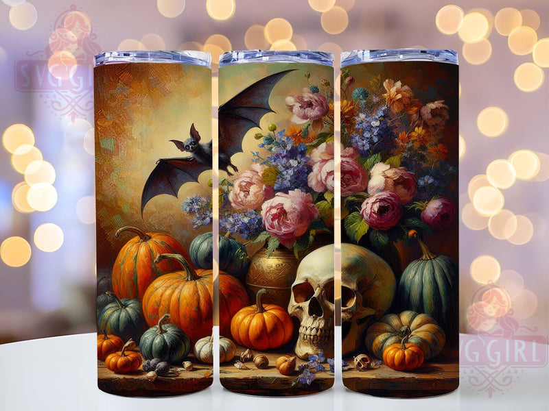 Pumpkin Skulls 20oz Tumbler Wrap Sublimation Design, Straight Tapered Tumbler Wrap, Funny Skull Tumbler Png, Instant Digital Download Sublimation SvggirlplusArt 